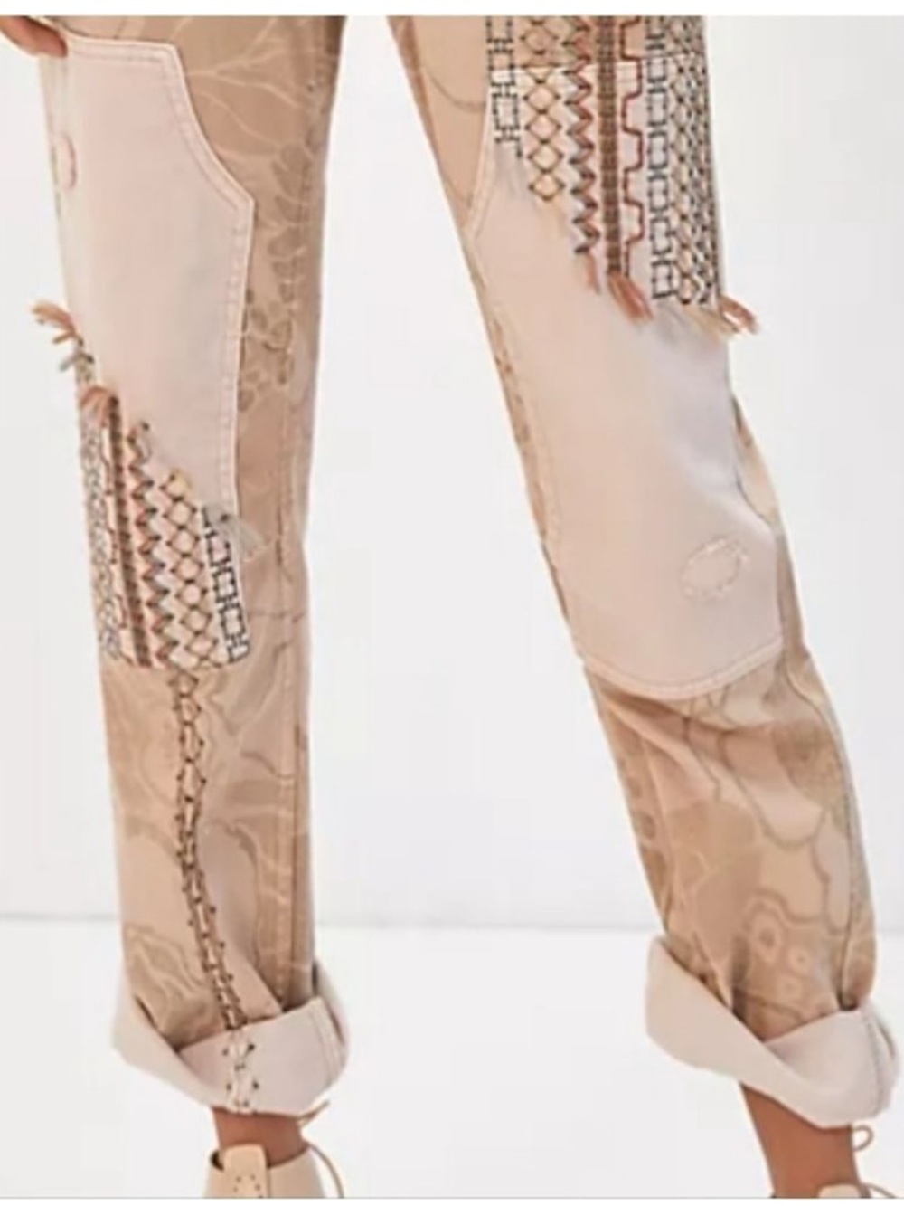 Anthropology’s Pilcro Neutral Patchwork Wide-Leg Jeans in Beige and Cream - Picture 4 of 15